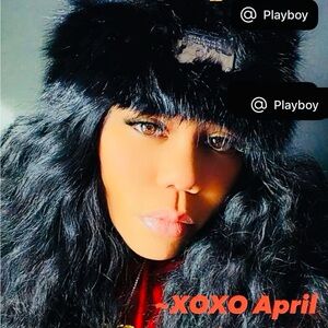 PLAYBOY Black Fur Hat with Logo